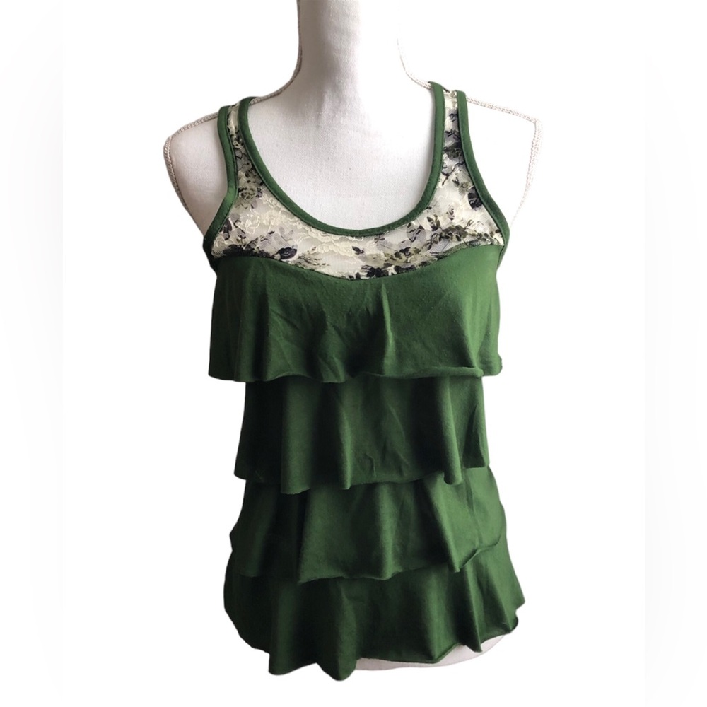SLEEVELESS LACEY GREEN SUMMER TOP